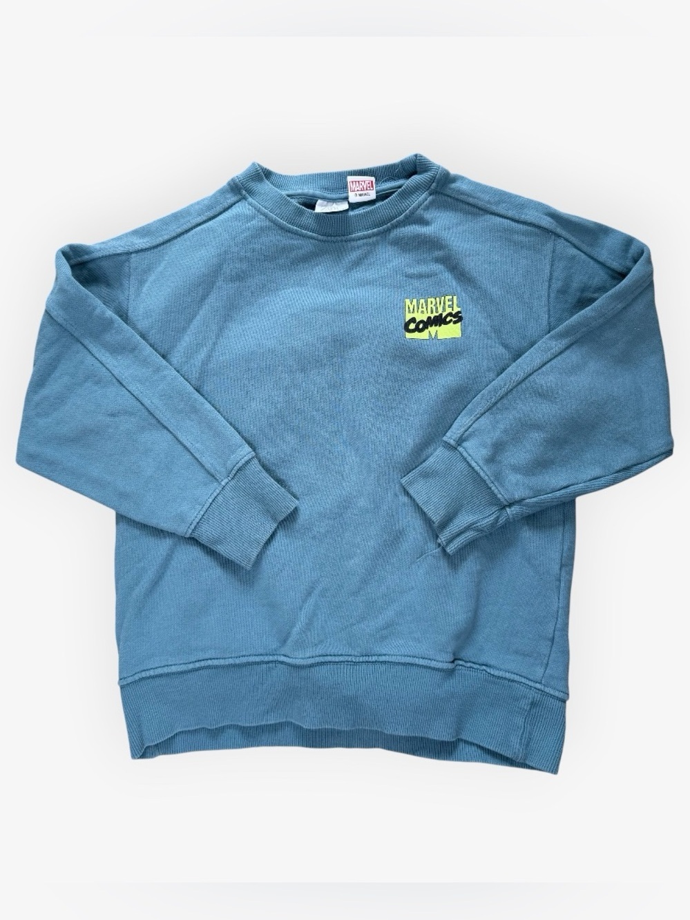 Zara Boys Captain America Madbomb Comic Cover Graphic Crewneck Sweatshirt Blue